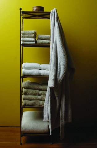 rack of folded towels